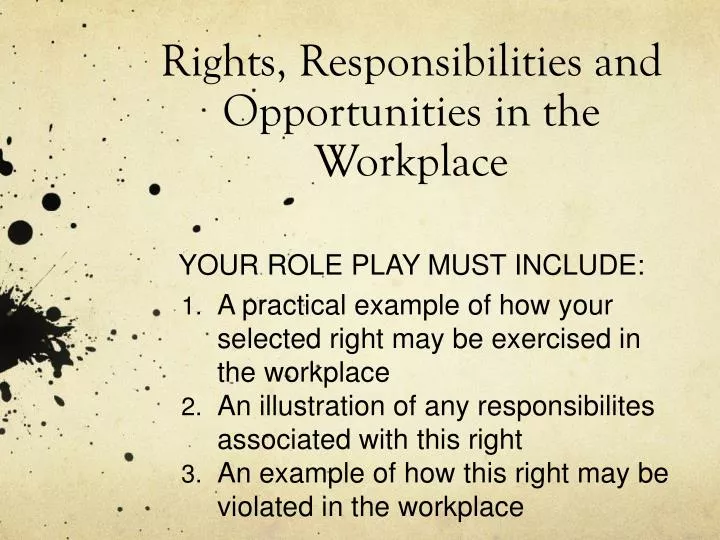 rights responsibilities and opportunities in the workplace your role play must include