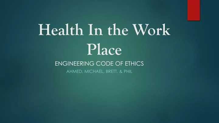 health in the work place