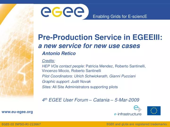 pre production service in egeeiii a new service for new use cases