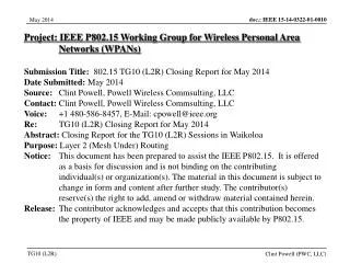 Project: IEEE P802.15 Working Group for Wireless Personal Area Networks (WPANs)