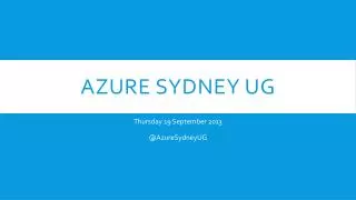 Azure Sydney UG