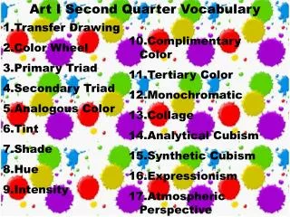 Art I Second Quarter Vocabulary