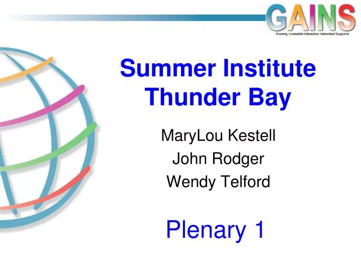 summer institute thunder bay