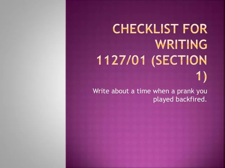 checklist for writing 1127 01 section 1