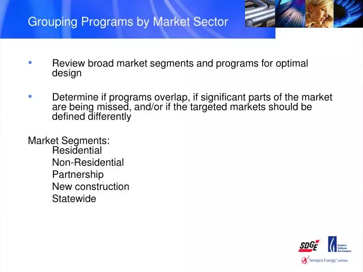 grouping programs by market sector