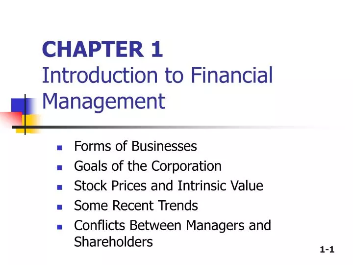 chapter 1 introduction to financial management