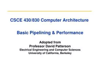 csce 430 830 computer architecture basic pipelining performance