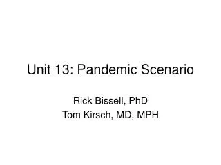 Unit 13: Pandemic Scenario