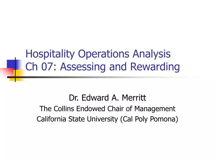 hospitality operations analysis ch 07 assessing and rewarding