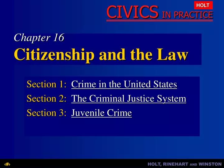 section 1 crime in the united states section 2 the criminal justice system section 3 juvenile crime