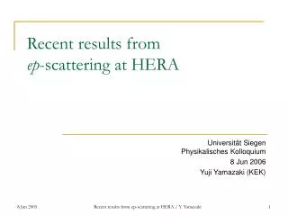 Recent results from ep -scattering at HERA