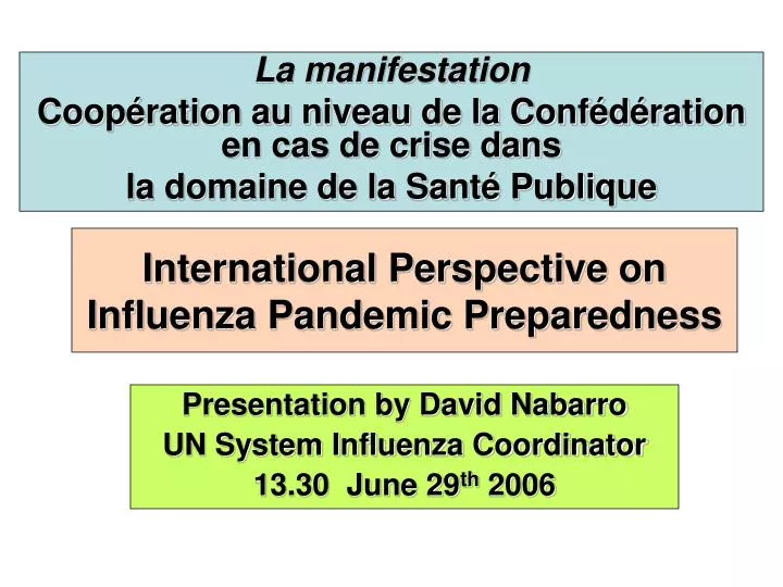 international perspective on influenza pandemic preparedness