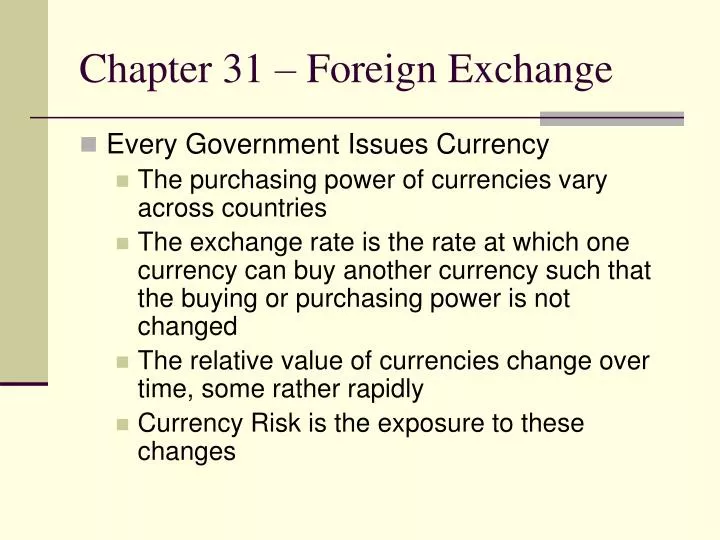 chapter 31 foreign exchange