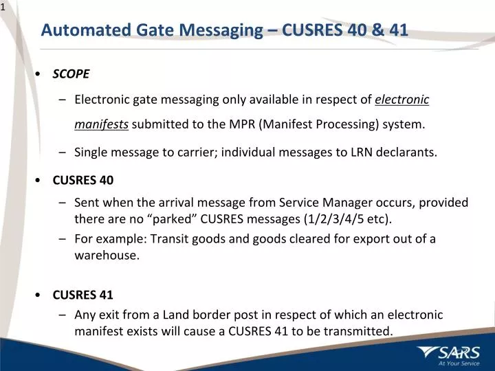automated gate messaging cusres 40 41