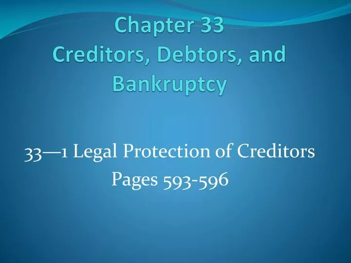 chapter 33 creditors debtors and bankruptcy