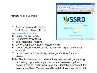 Access the web site for the B-44 Station History Forms noaa.imcwv