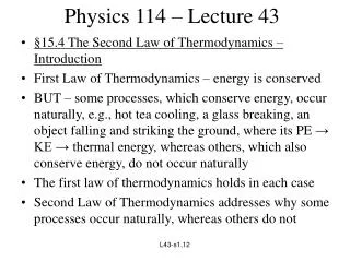 Physics 114 – Lecture 43