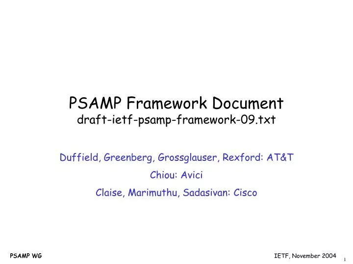 psamp framework document draft ietf psamp framework 09 txt