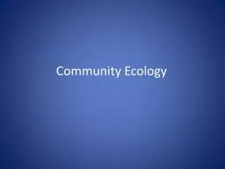 Community Ecology