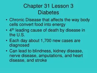 Chapter 31 Lesson 3 Diabetes