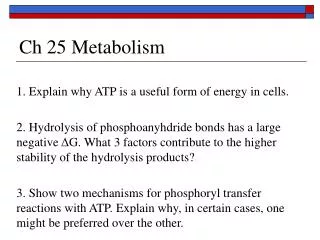 Ch 25 Metabolism