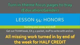 Lesson 54: Honors