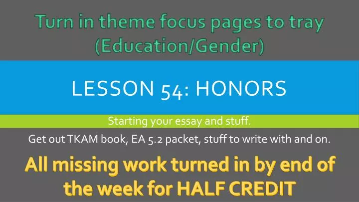 lesson 54 honors