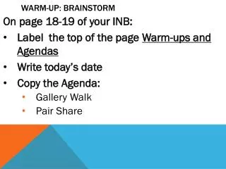 Warm-up: Brainstorm