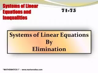 Systems of Linear Equations and Inequalities