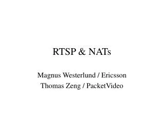 RTSP &amp; NATs