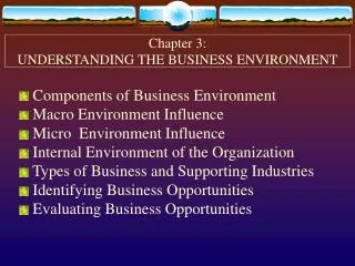 Chapter 3: UNDERSTANDING THE BUSINESS ENVIRONMENT