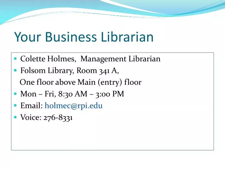your business librarian