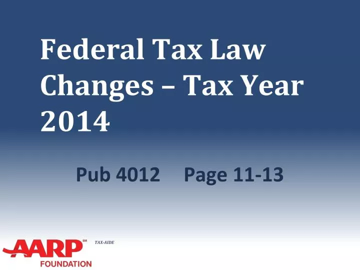 federal tax law changes tax year 2014