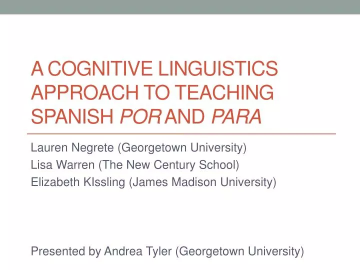 a cognitive linguistics approach to teaching spanish por and para