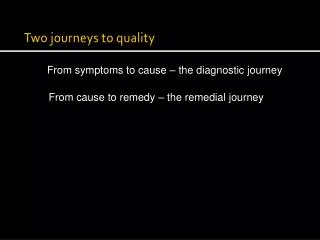 Two journeys to quality