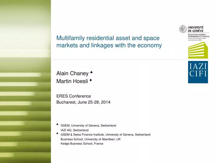 multifamily residential asset and space markets and linkages with the economy
