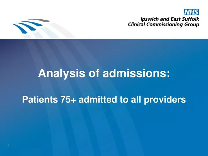 analysis of admissions patients 75 admitted to all providers