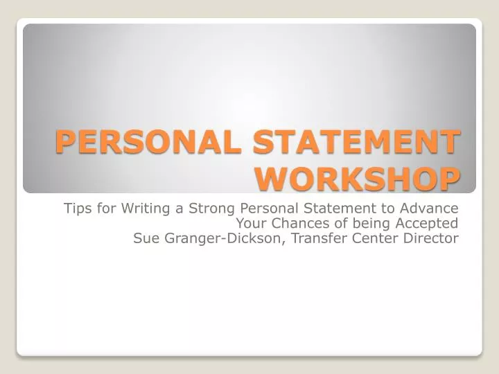 personal statement workshop