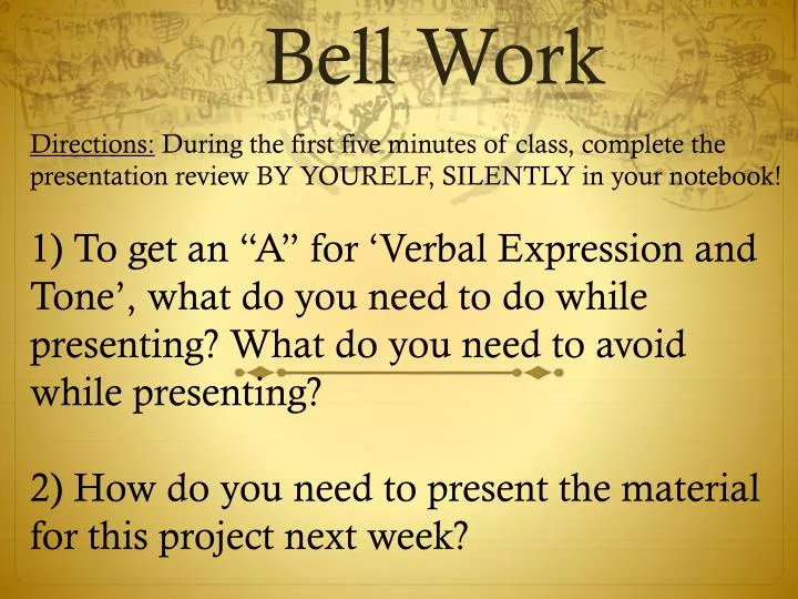 bell work