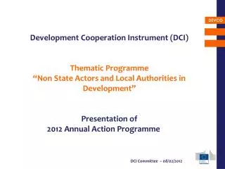 Development Cooperation Instrument (DCI) Thematic Programme