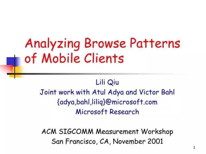 analyzing browse patterns of mobile clients