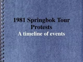 1981 Springbok Tour Protests A timeline of events