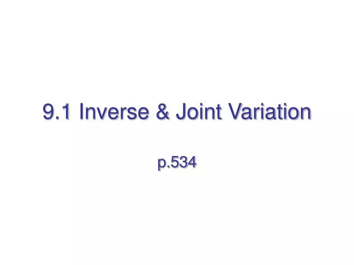 9 1 inverse joint variation