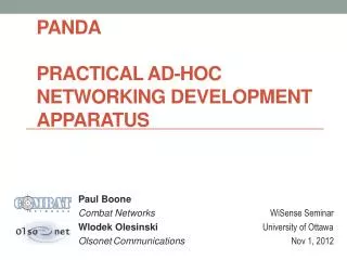 PANDA Practical Ad-hoc Networking Development Apparatus