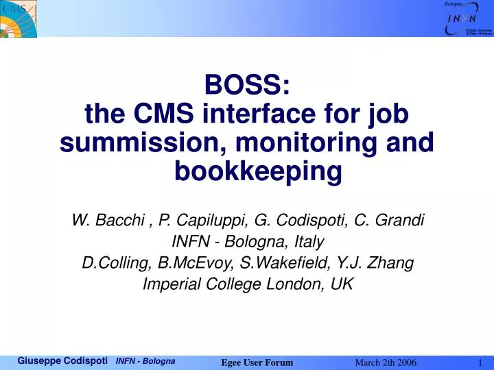 boss the cms interface for job summission monitoring and bookkeeping