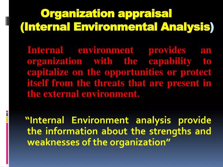 organization appraisal internal environmental analysis