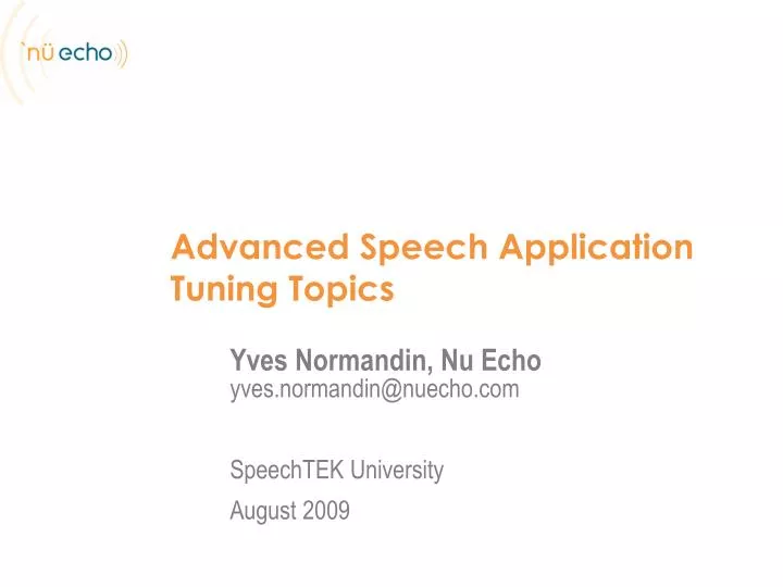 advanced speech application tuning t opics