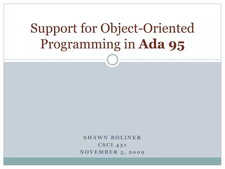 support for object oriented programming in ada 95