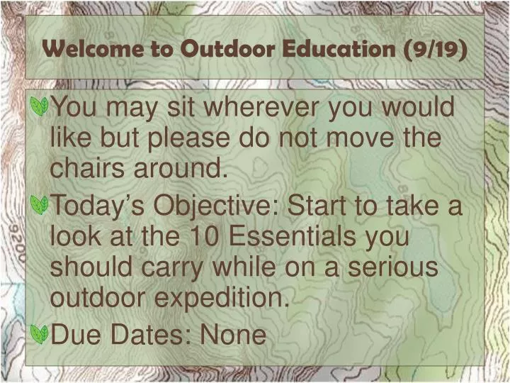 welcome to outdoor education 9 19