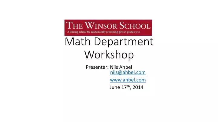 winsor school math department workshop
